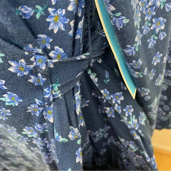 Draper James RSVP Wrap Dress Large  Blue Floral Midi Pockets Stretch Long Sleeve - Picture 4 of 13